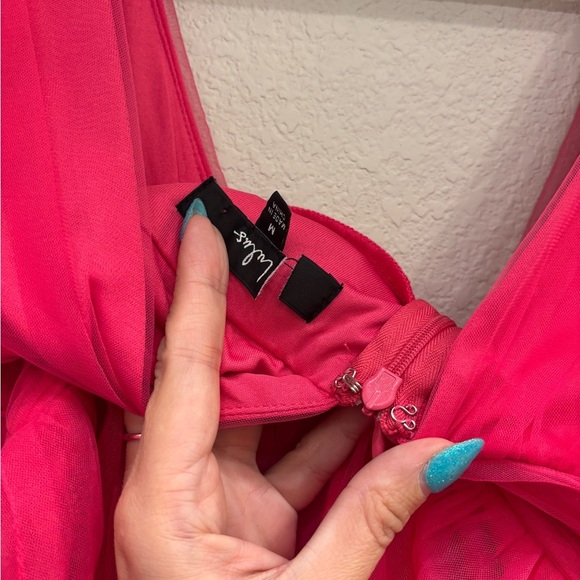 NWOT Lulus Heavenly Hues Hot Pink Tulle Sleeveless Mini Dress - Picture 6 of 9